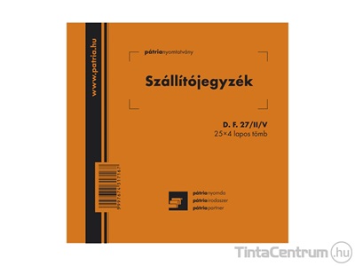 Szállítójegyzék, 140x140mm, 25x4lap, D.F.27/II/V