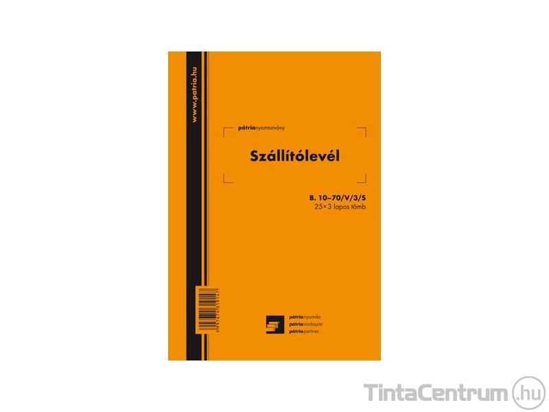 Szállítólevél, A5, álló, 25x3lap, B.10-70/V/3/S