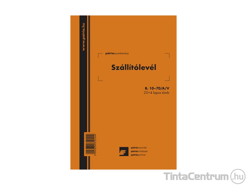 Szállítólevél, A5, álló, 25x4lap, B.10-70/A/V/S