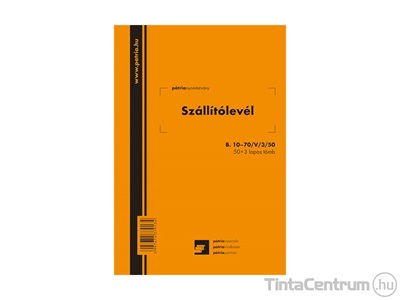 Szállítólevél, A5, álló, 50x3lap, B.10-70/V/3/50