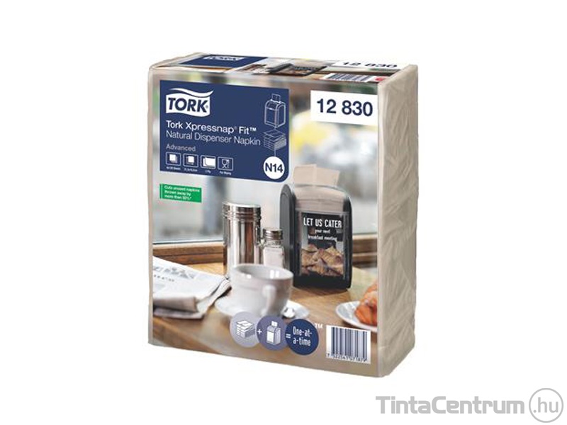 Szalvéta, N14 rendszer adagolós, 2 rétegű, 21,3x16,5 cm, Advanced, TORK "Xpressnap Fit®", natúr, 720 db/csomag
