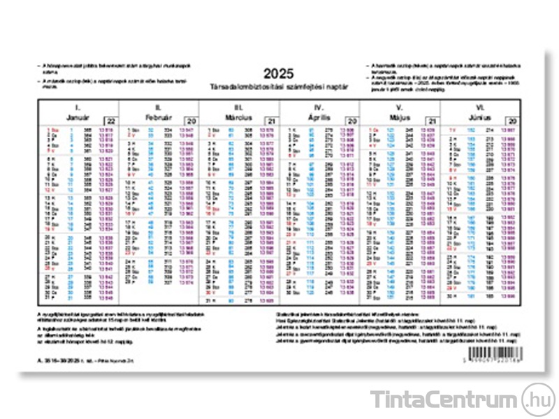 Számfejtési naptár (2025 évi)