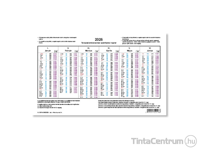 Számfejtési naptár (2026 évi)