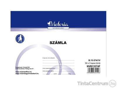 Számlatömb*, egy ÁFÁs, A5, fekvő, 50x3lap, VICTORIA, B.13-374/1V 10tömb/csomag