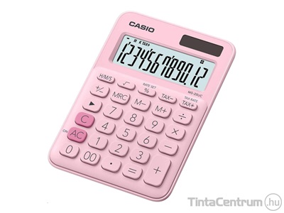 Számológép, asztali, 12 számjegy, CASIO "MS 20 UC", rózsaszín