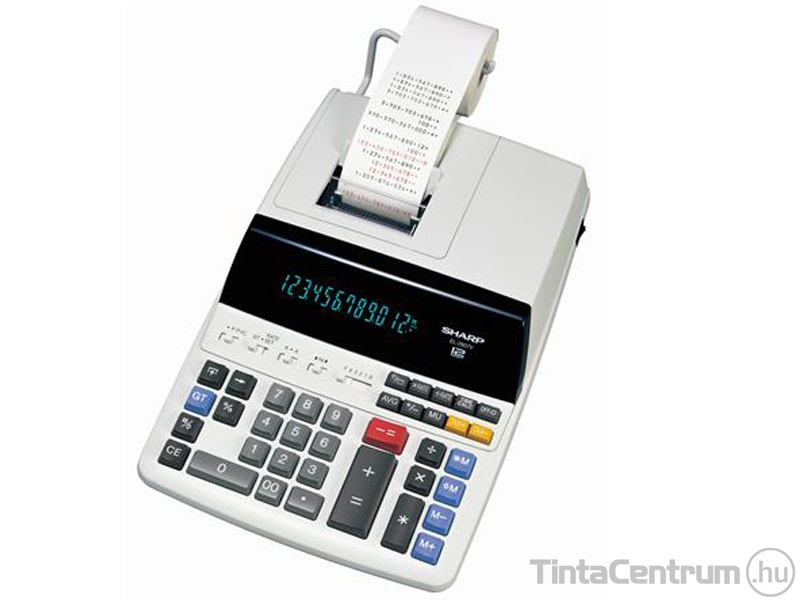 Számológép, szalagos, 12 számjegy, 2 színű nyomtató, SHARP "EL-2607LG"