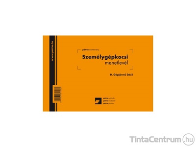 Személygépkocsi menetlevél, A5, fekvő, 100lap, D.GEPJ.36/5