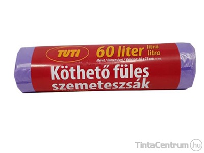 Szemeteszsák, köthető füles, 60l, TUTI 16db/tekercs