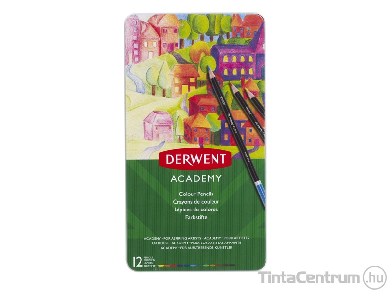 Színes ceruza készlet, DERWENT "Academy", 12 különböző szín