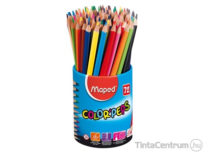Színes ceruza készlet, ceruzatartóban, háromszögletű, MAPED "Color`Peps", 12 különböző szín 72db/készlet