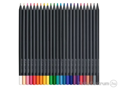 Színes ceruza készlet, háromszögletű, FABER-CASTELL "Black Edition", 24 különböző szín