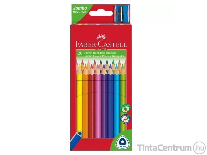 Színes ceruza készlet, háromszögletű, FABER-CASTELL "Junior", 20 különböző szín