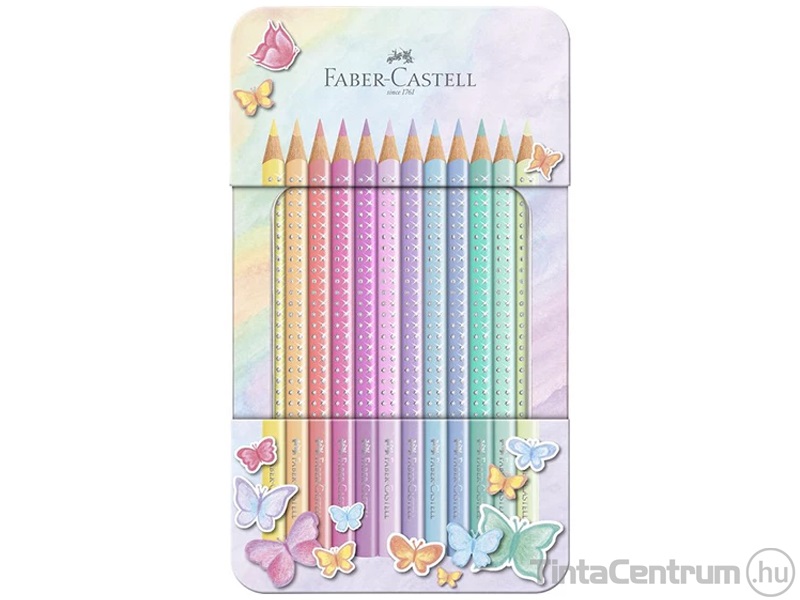 Színes ceruza készlet, háromszögletű, FABER-CASTELL "Sparkle", 12 különböző pasztell szín