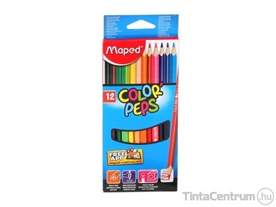 Színes ceruza készlet, háromszögletű, MAPED "Color`Peps", 12 különböző szín