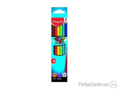 Színes ceruza készlet, háromszögletű, MAPED "Color`Peps", 6 különböző szín