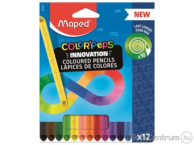 Színes ceruza készlet, háromszögletű, MAPED "Color`Peps INFINITY", 12 különböző szín