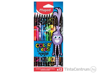 Színes ceruza készlet, háromszögletű, MAPED "Color`Peps Monster", 12 különböző szín
