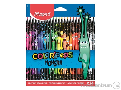 Színes ceruza készlet, háromszögletű, MAPED "Color`Peps Monster" 24 különböző szín