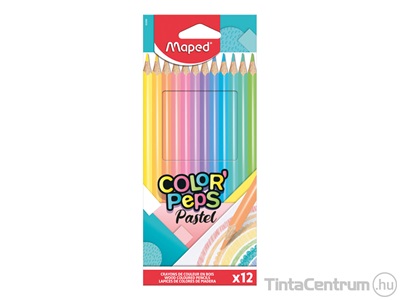 Színes ceruza készlet, háromszögletű, MAPED "Color`Peps Pastel", 12 különböző pasztell szín