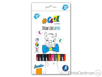 Színes ceruza készlet, háromszögletű, vastag, COOL BY VICTORIA, 12 különböző szín