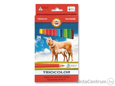 Színes ceruza készlet, háromszögletű, vastag, KOH-I-NOOR "Triocolor Lovas 3144/24", 24 különböző szín
