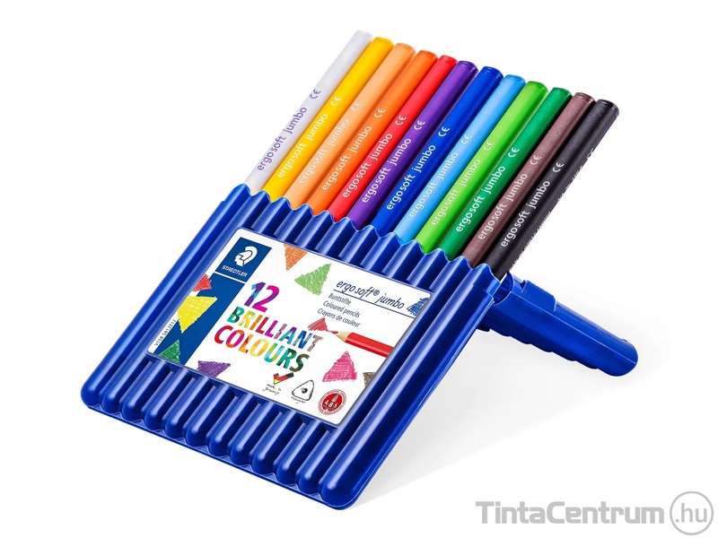 Színes ceruza készlet, háromszögletű, vastag, STAEDTLER "Ergo Soft Jumbo", 12 különböző szín