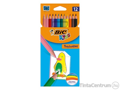 Színes ceruza készlet, hatszögletű, BIC KIDS "Tropicolors", 12 különböző szín