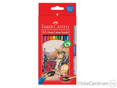 Színes ceruza készlet, hatszögletű, FABER-CASTELL "Classic", 12 különböző szín +1db grafitceruza