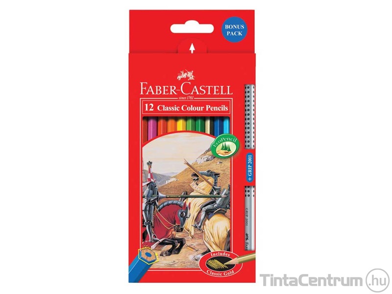 Színes ceruza készlet, hatszögletű, FABER-CASTELL "Classic", 12 különböző szín +1db grafitceruza