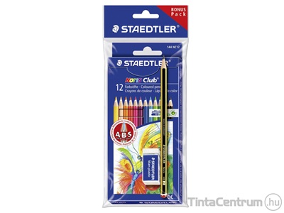 Színes ceruza készlet, hatszögletű, STAEDTLER "Noris Colour", 12 különböző szín +ajándék grafitceruza és radír