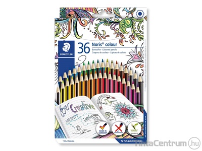 Színes ceruza készlet, hatszögletű, STAEDTLER "Noris Colour", 36 különböző szín