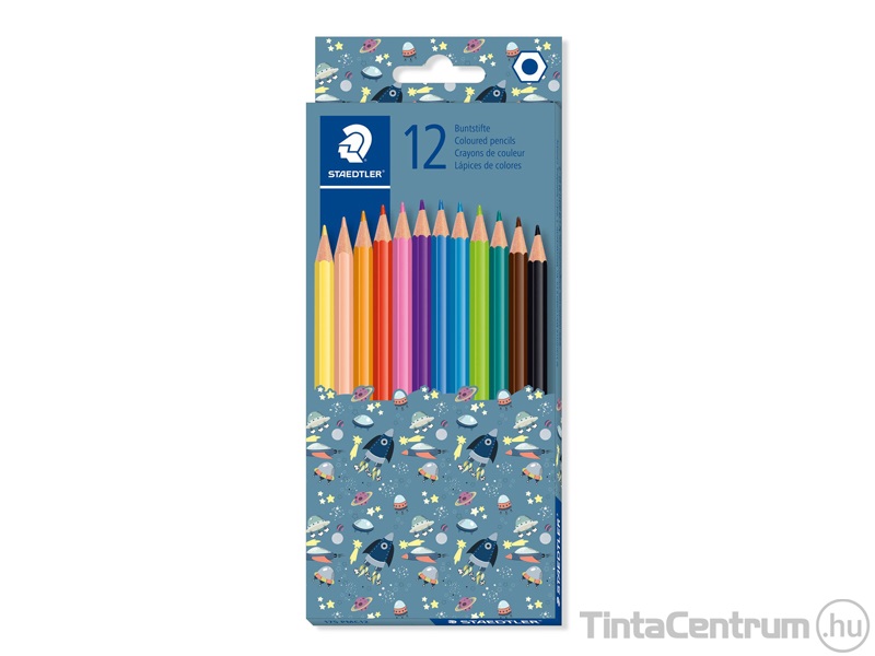 Színes ceruza készlet, hatszögletű, STAEDTLER "Pattern Mix", 12 különböző szín