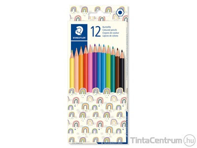 Színes ceruza készlet, hatszögletű, STAEDTLER "Pattern Mix", 12 különböző szín