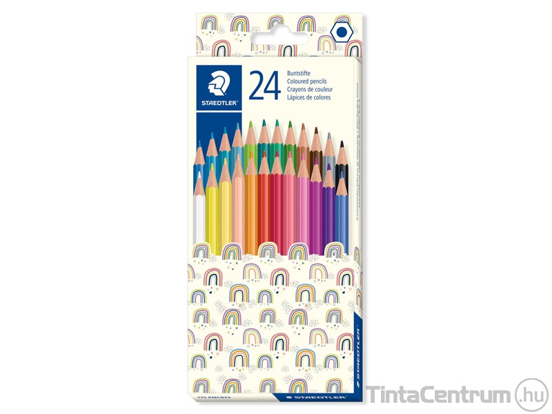 Színes ceruza készlet, hatszögletű, STAEDTLER "Pattern Mix", 24 különböző szín