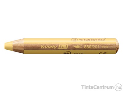 Színes ceruza, vastag,  STABILO "Woody 3 in 1 Pastel", pasztell sárga