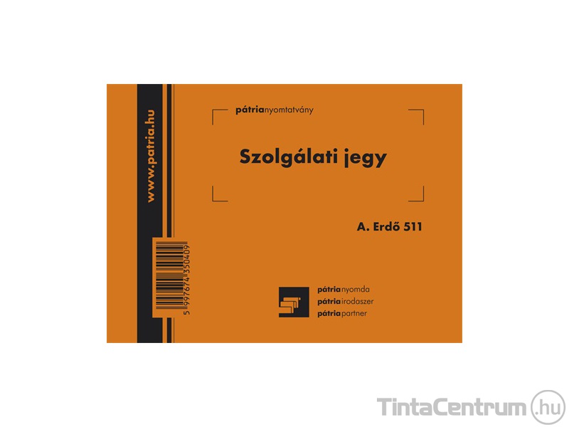 Szolgálati jegy, A6, fekvő, 50x2lap, A.ERDO.511