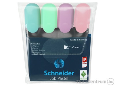 Szövegkiemelő készlet, 1-5mm, SCHNEIDER "Job Pastel", 4 különböző pasztell szín