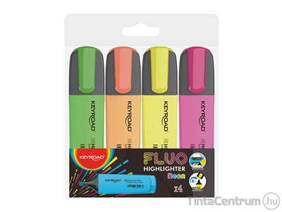 Szövegkiemelő készlet, 6mm, KEYROAD "Fluo", 4 különböző neon szín