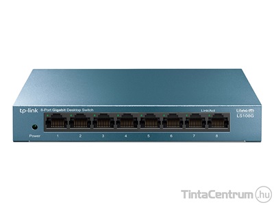 TP-LINK "LS108G" asztali switch, fémházas, Gigabit, 8 port