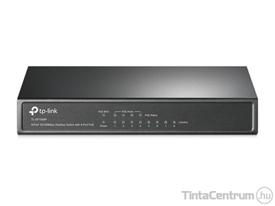 TP-LINK "TL-SF1008P" asztali switch, fémházas, Gigabit, PoE, 8 port
