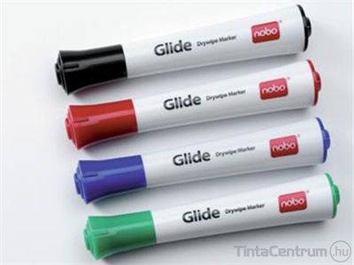 Tábla- és flipchart marker, 3 mm, kúpos, NOBO "Glide", 4 különböző szín