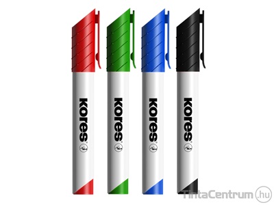 Tábla- és flipchart marker készlet, 1-3mm, kúpos, KORES "K-Marker", 4 különböző szín