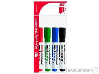Tábla- és flipchart marker készlet, 1-3mm, multifunkciós, ICO "Markeraser", 4 különböző szín
