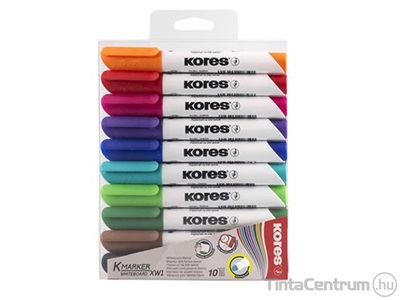 Tábla- és flipchart marker készlet, kúpos, 1-3mm, KORES "K-Marker", 10 különböző szín