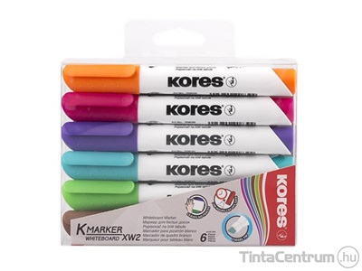 Tábla- és flipchart marker készlet, vágott, 1-3mm, KORES "K-Marker", 6 különböző szín