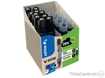 Táblamarker, 2,3 mm, kúpos, PILOT "V-Board Master", fekete + betét 20db/doboz
