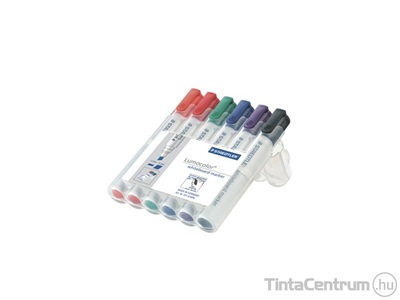 Táblamarker készlet, 2-5mm, vágott, STAEDTLER "Lumocolor 351 B", 6 különböző szín