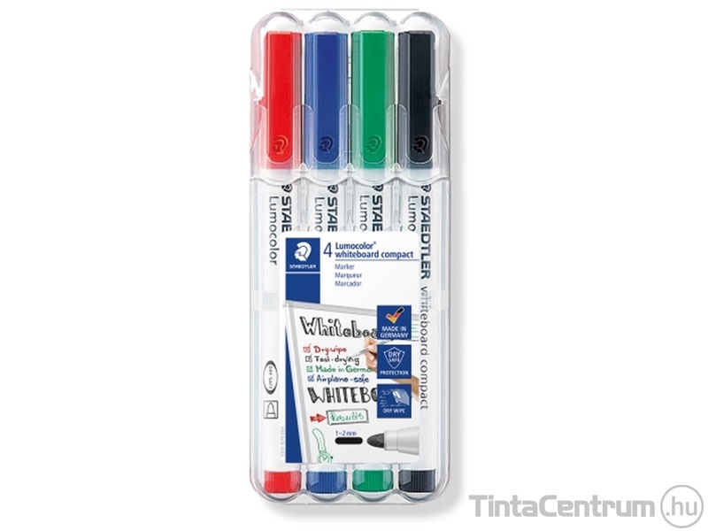 Táblamarker készlet, 1-2mm, kúpos, STAEDTLER "Lumocolor 341", 4 különböző szín