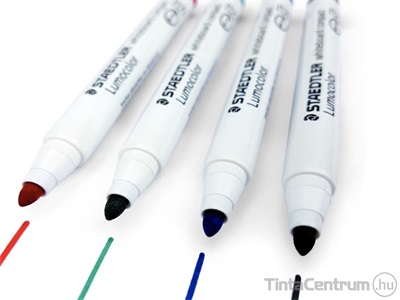 Táblamarker készlet, 1-2mm, kúpos, STAEDTLER "Lumocolor 341", 4 különböző szín