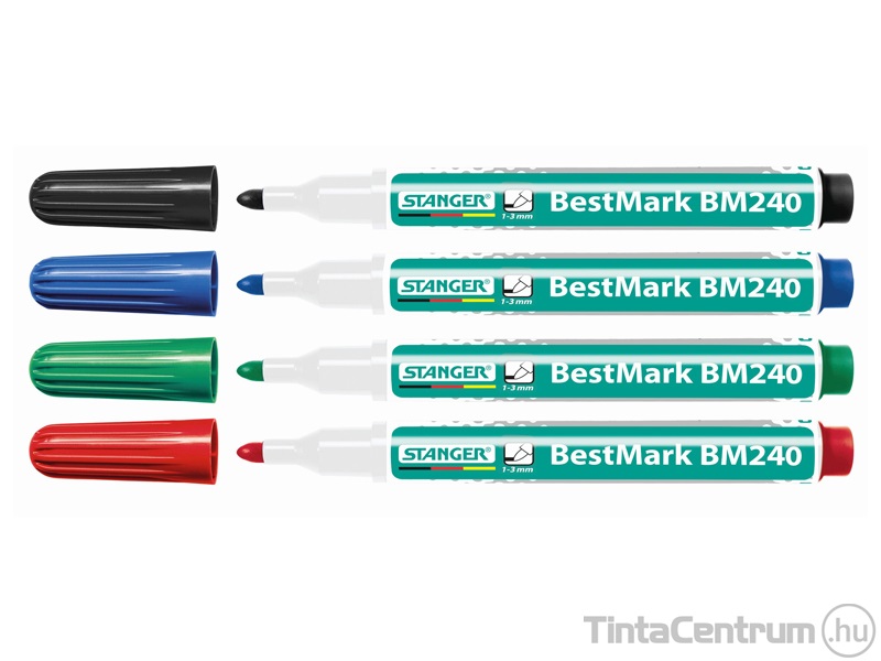 Táblamarker készlet, 1-3mm, kúpos, STANGER "BM240", 4 különböző szín